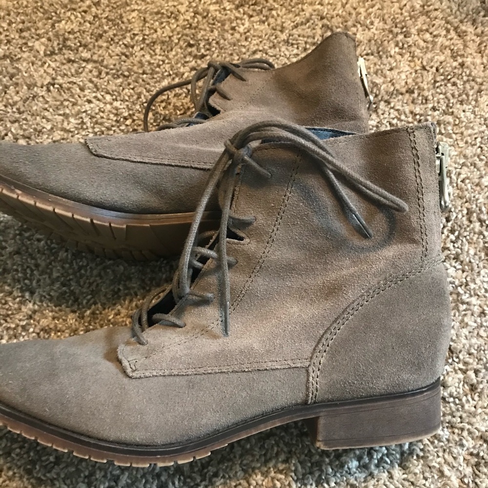 Suede lace up short booties